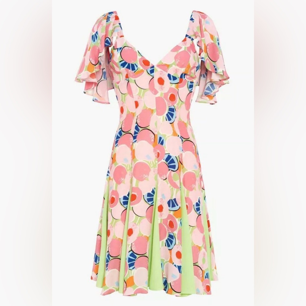 CHIQUITA DRESS | ABSTRACT PEACH BLOSSOM PISTACHIO